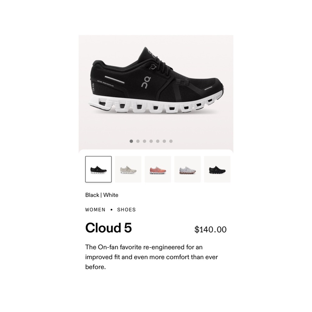 On Cloud 5 Black and White Sneakers